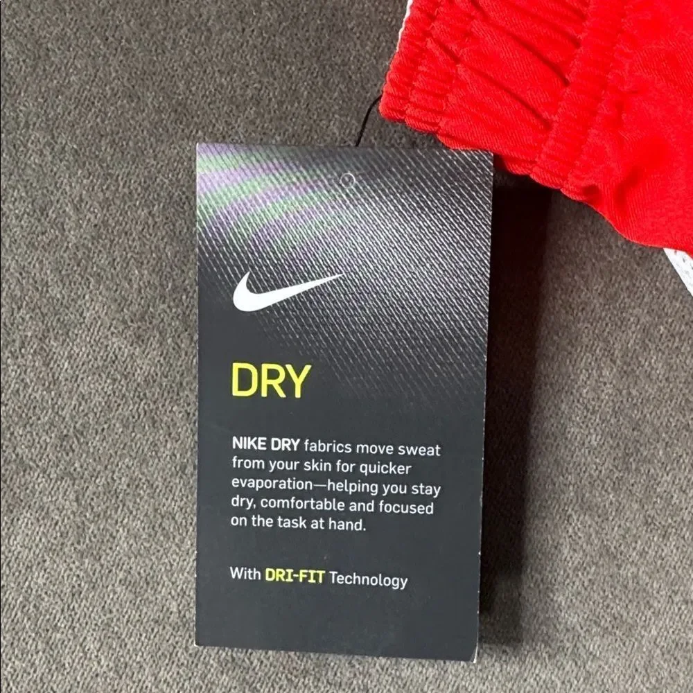 Mens Nike Dri-Fit Woven Venom Soccer Sport Shorts Red Drawstring Waist LARGE NWT